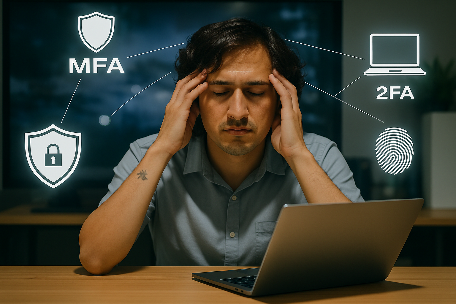 Person frustrated with multi-factor authentication