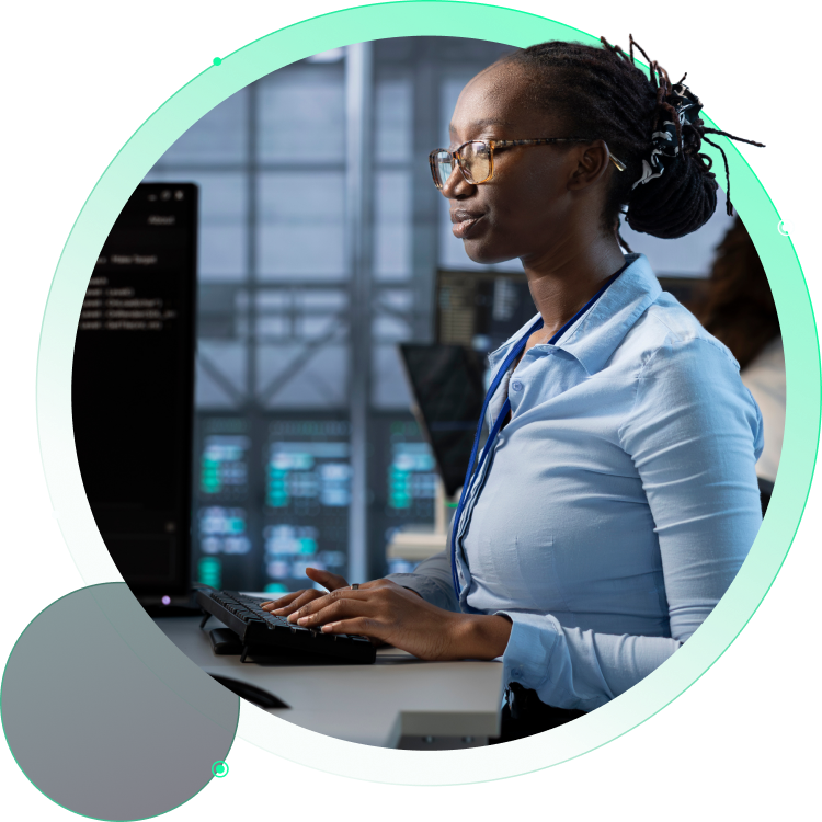 Business woman working on a computer