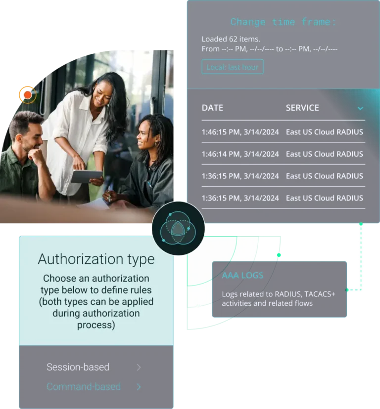 Hero image showing session based timeout and AAA logs for TACACS+